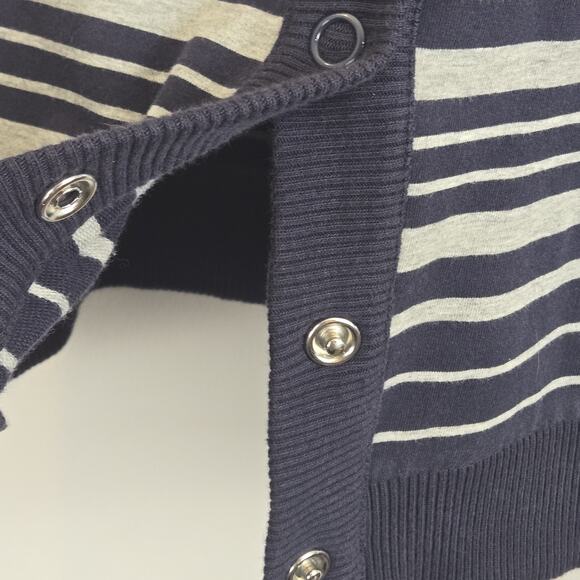 Jones New York Sport Cardigan Size M Blue White Stripe Snap Front PREPPY CLASSIC - Picture 4 of 9